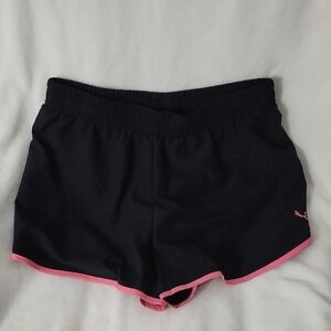 Puma Women's Athletic Shorts in Black with Pink Accents